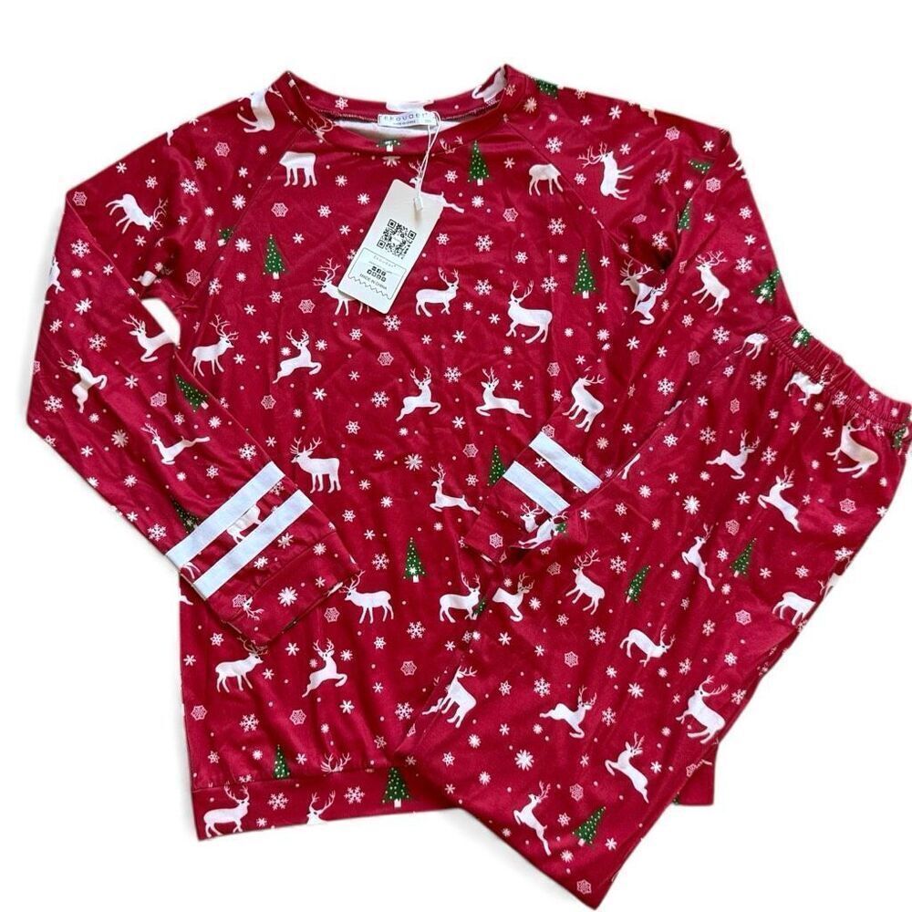 NWT Youth Ekouaer Unisex Christmas Holidays Reindeer Pajamas - Sz 6/7